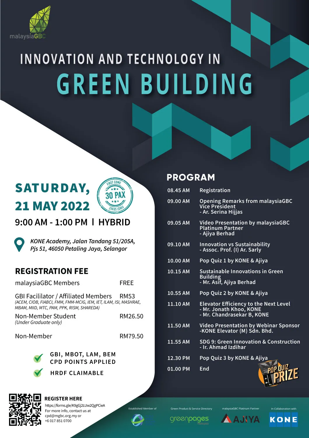 MalaysiaGBC – INNOVATION AND TECHNOLOGY IN GREEN BUILDING WEBINAR – 21 ...